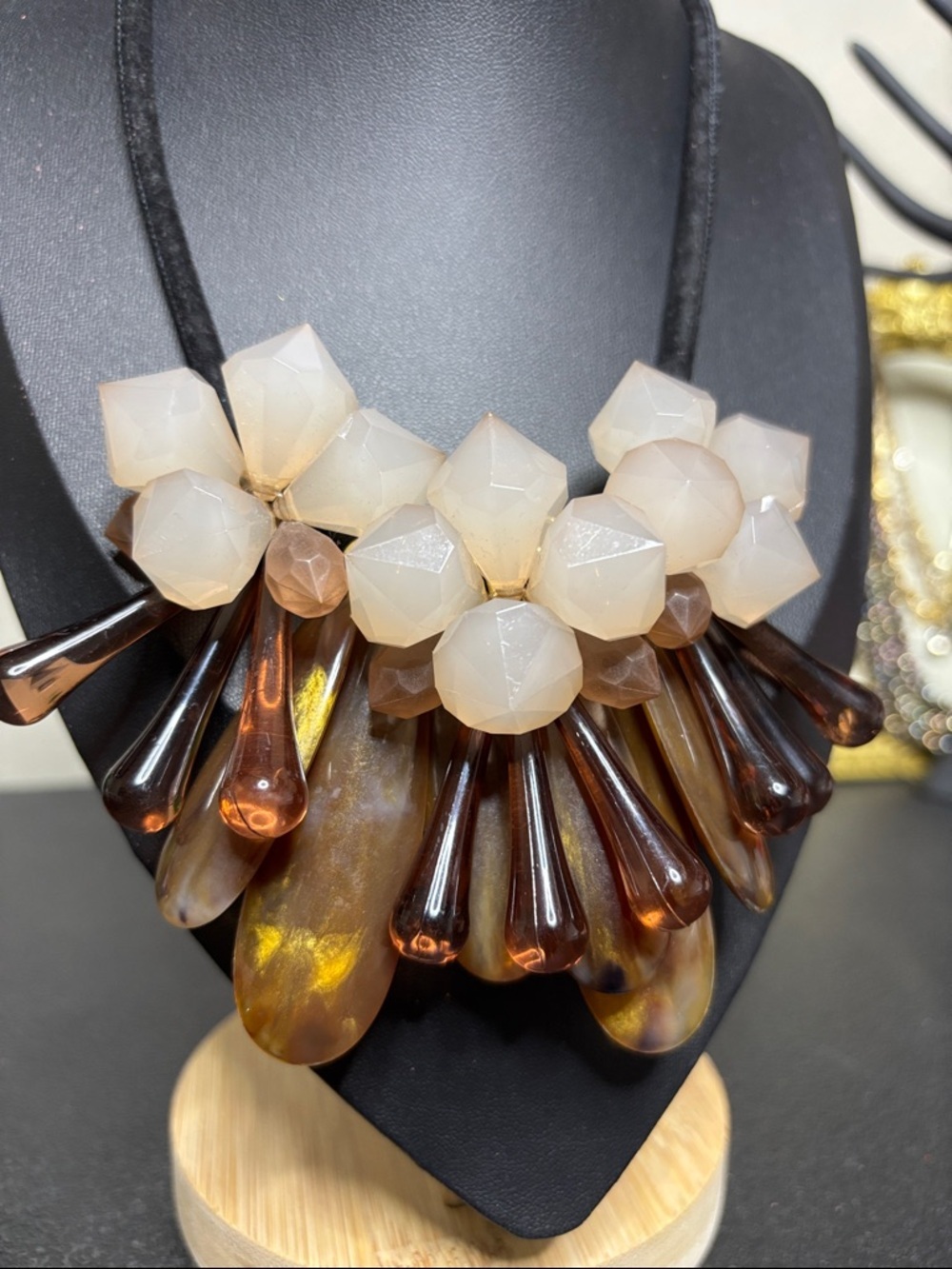 Abstract Acrylic Chunky Collar Statement Cord Necklace Runway Fashion - Picture 2 of 8